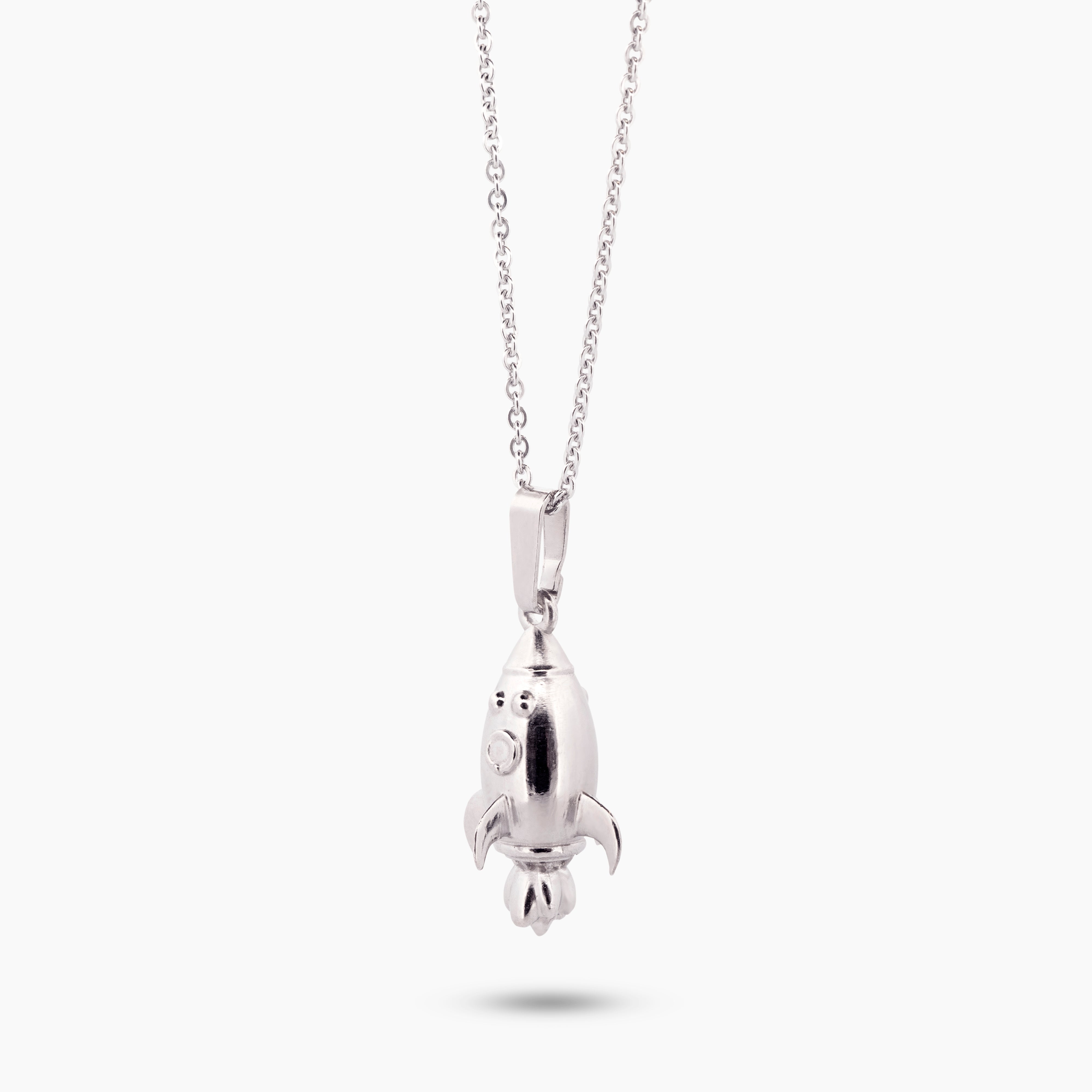 Raket met scherpe details aan gratis zilveren ketting